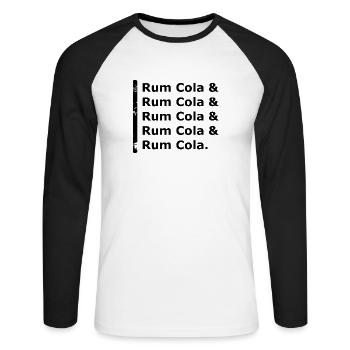 Rum Cola & Rum Cola - Unisex Baseballshirt langarm - Weiß/Schwarz - Vorne - Nik (191cm)