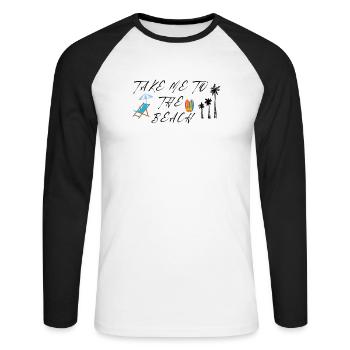 Take Me To The Beach - T-shirt baseball manches longues Homme - blanc/noir - Devant - Nik (191cm)