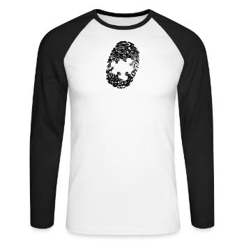 Fingerabdruck Puzzle - Unisex Baseballshirt langarm - Weiß/Schwarz - Vorne - Nik (191cm)