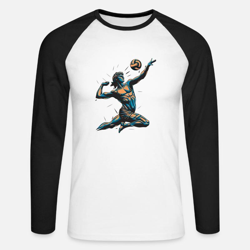 Pallavolo - Maglia da baseball a manica lunga da uomo - bianco/nero
