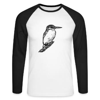 Vintage Elegant Kingfisher - Bird Nature Motif - Unisex Long Sleeve Baseball T-Shirt - white/black - Front - Nik (191cm)