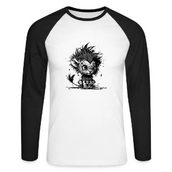 Câlins petits méchants enfants lion à crinière - T-shirt baseball manches longues Homme - blanc/noir - Devant - Nik (191cm)