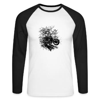Motorcycling Vintage Splash Rider Style - Unisex Long Sleeve Baseball T-Shirt - white/black - Front - Nik (191cm)