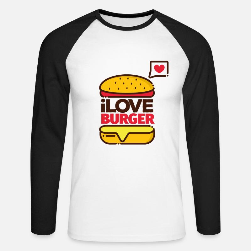 I love burger Geschenk, Idee - Unisex Baseballshirt langarm - Weiß/Schwarz