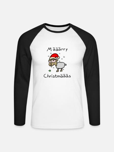 Schaf Märy Christmäs - Unisex Baseballshirt langarm - Weiß/Schwarz