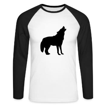 wolf animal - T-shirt baseball manches longues Homme - blanc/noir - Devant - Nik (191cm)