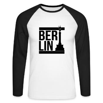 pray for berlin - Unisex Baseballshirt langarm - Weiß/Schwarz - Vorne - Nik (191cm)