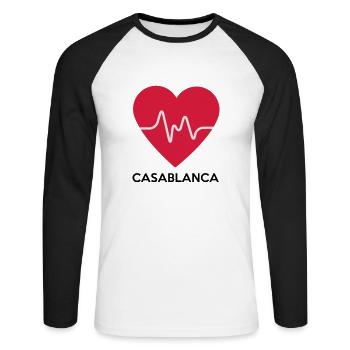 Herz Casablanca - Unisex Baseballshirt langarm - Weiß/Schwarz - Vorne - Nik (191cm)