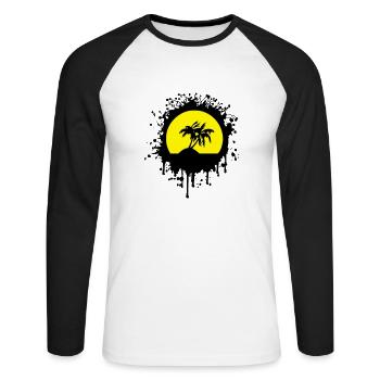 palmier et soleil - T-shirt baseball manches longues Homme - blanc/noir - Devant - Nik (191cm)