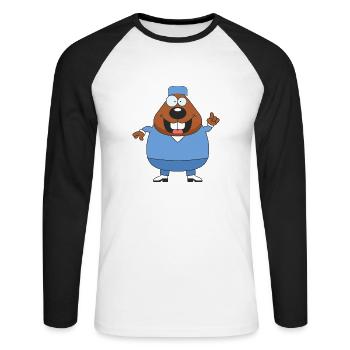 doc32 - Unisex Baseballshirt langarm - Weiß/Schwarz - Vorne - Nik (191cm)
