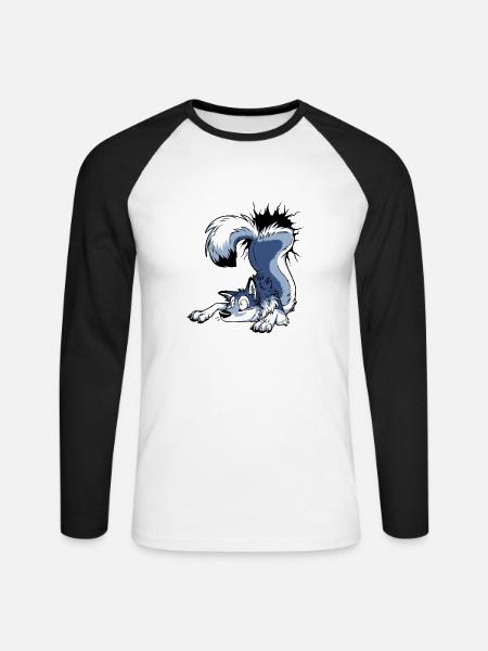 UN-STUCK Husky - Blue / Blau - Unisex Baseballshirt langarm - Weiß/Schwarz