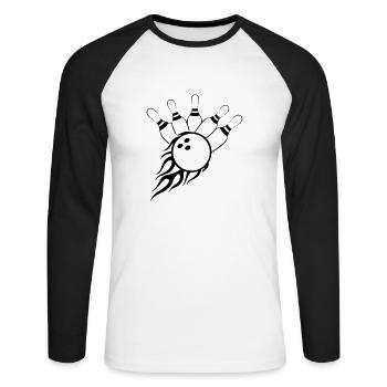 Bowling - T-shirt baseball manches longues Homme - blanc/noir - Devant - Nik (191cm)