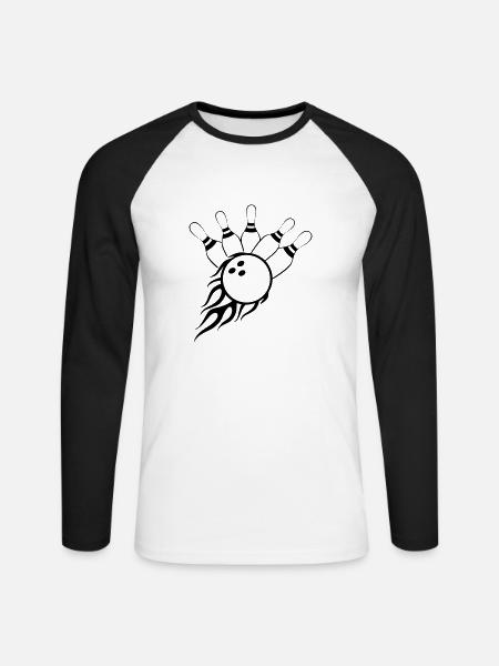 Bowling - T-shirt baseball manches longues Homme - blanc/noir