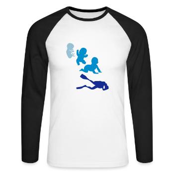 Evolution human rights sports diver plunges - Unisex Long Sleeve Baseball T-Shirt - white/black - Front - Nik (191cm)