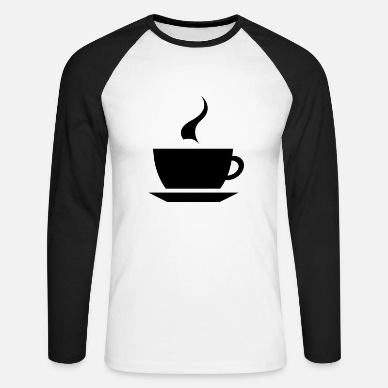 coffee cup tea cafe - Unisex Baseballshirt langarm - Weiß/Schwarz