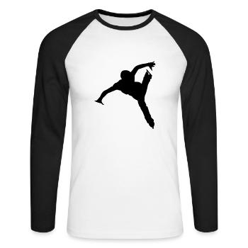 Ice Skating - T-shirt baseball manches longues Homme - blanc/noir - Devant - Nik (191cm)
