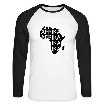 Afrique - T-shirt baseball manches longues Homme - blanc/noir - Devant - Nik (191cm)