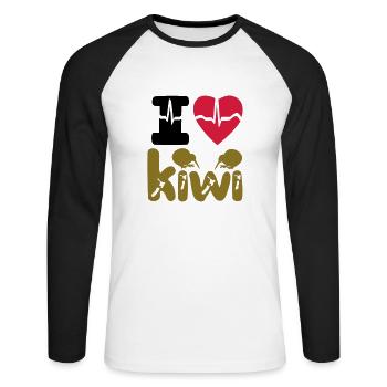 kiwi - Unisex Long Sleeve Baseball T-Shirt - white/black - Front - Nik (191cm)
