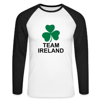 Team Ireland - Unisex Long Sleeve Baseball T-Shirt - white/black - Front - Nik (191cm)