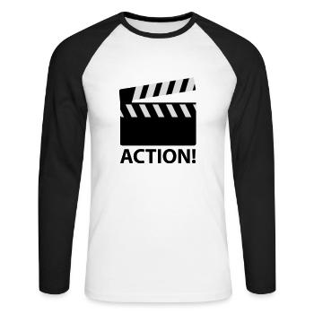 action_f2 - T-shirt baseball manches longues Homme - blanc/noir - Devant - Nik (191cm)