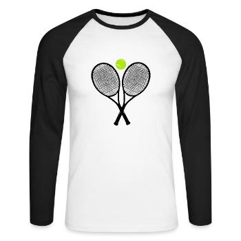 raquette de tennis - T-shirt baseball manches longues Homme - blanc/noir - Devant - Nik (191cm)