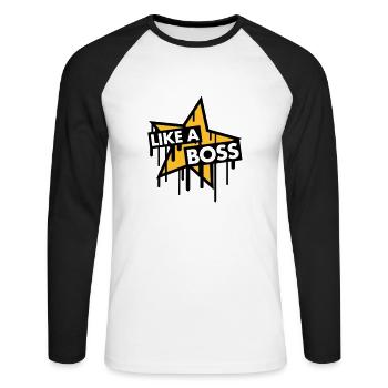 like_a_boss_star - Unisex Long Sleeve Baseball T-Shirt - white/black - Front - Nik (191cm)