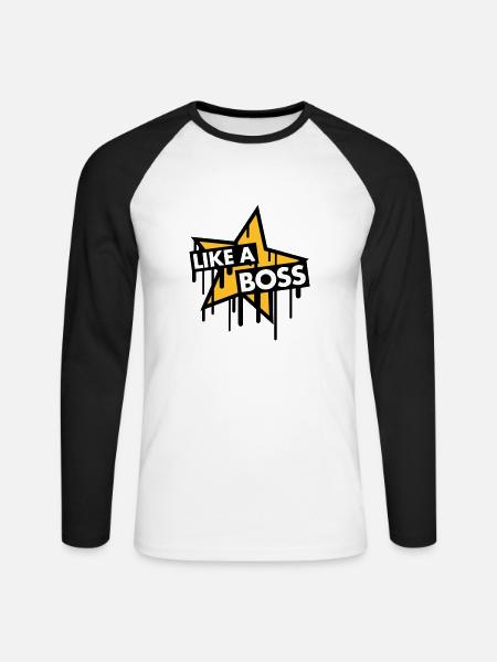 like_a_boss_star - Unisex Long Sleeve Baseball T-Shirt - white/black