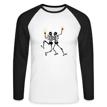 Célébration de squelettes - T-shirt baseball manches longues Homme - blanc/noir - Devant - Nik (191cm)