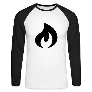 Flamme, Feuer - Unisex Baseballshirt langarm - Weiß/Schwarz - Vorne - Nik (191cm)