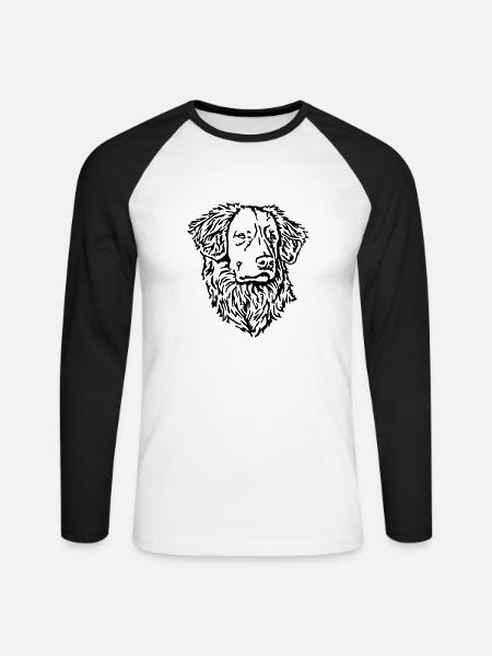 444 Nova Scotia Duck Tolling Retriever - Langermet baseball-skjorte for menn - hvit/svart