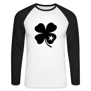 lucky clover leaf - Unisex Long Sleeve Baseball T-Shirt - white/black - Front - Nik (191cm)