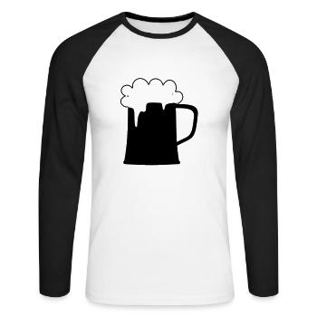 Bierkrug - Unisex Baseballshirt langarm - Weiß/Schwarz - Vorne - Nik (191cm)