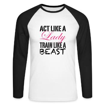 Act Like A Lady - T-shirt baseball manches longues Homme - blanc/noir - Devant - Nik (191cm)