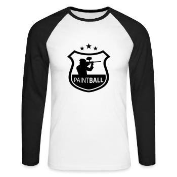paintball - Unisex Baseballshirt langarm - Weiß/Schwarz - Vorne - Nik (191cm)