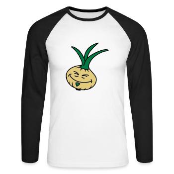 Funny Onion - Unisex Baseballshirt langarm - Weiß/Schwarz - Vorne - Nik (191cm)