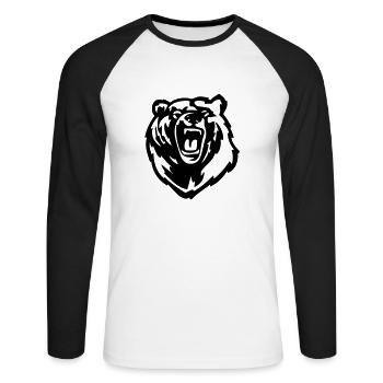 roaring_bear - Unisex Baseballshirt langarm - Weiß/Schwarz - Vorne - Nik (191cm)