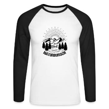 Natur Geschenkidee - Unisex Baseballshirt langarm - Weiß/Schwarz - Vorne - Nik (191cm)