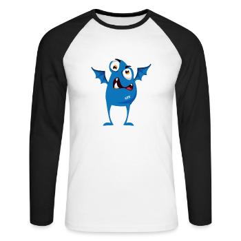 Monstaa Originaals Monster # 25 - Unisex Long Sleeve Baseball T-Shirt - white/black - Front - Nik (191cm)