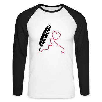 feder_love_2 - Unisex Baseballshirt langarm - Weiß/Schwarz - Vorne - Nik (191cm)