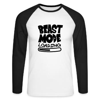 Beast ModeLoading Design - T-shirt baseball manches longues Homme - blanc/noir - Devant - Nik (191cm)