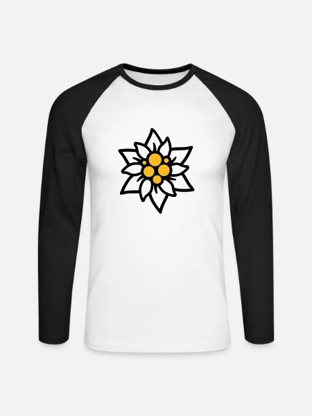 Edelweiss - Unisex Long Sleeve Baseball T-Shirt - white/black