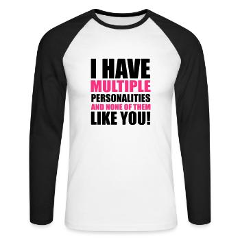 Personalities - Unisex Long Sleeve Baseball T-Shirt - white/black - Front - Nik (191cm)