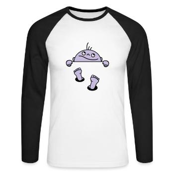 Baby sagt Hallo - Unisex Baseballshirt langarm - Weiß/Schwarz - Vorne - Nik (191cm)