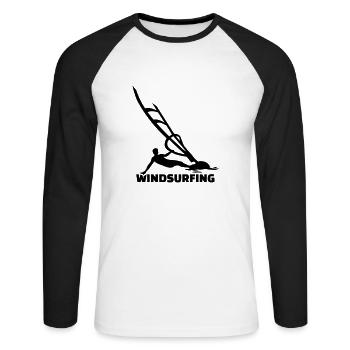Windsurfing - T-shirt baseball manches longues Homme - blanc/noir - Devant - Nik (191cm)