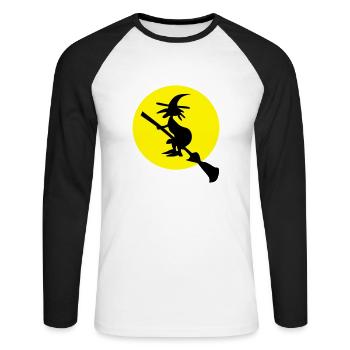 witch and full moon - T-shirt baseball manches longues Homme - blanc/noir - Devant - Nik (191cm)