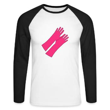 rubber _gloves_gg1 - Unisex Long Sleeve Baseball T-Shirt - white/black - Front - Nik (191cm)