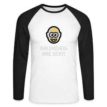 Les têtes chauves sont sexy (Bald Head NEG 3C) - T-shirt baseball manches longues Homme - blanc/noir - Devant - Nik (191cm)