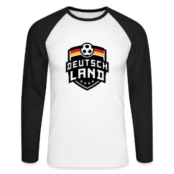 Deutschland Fußball Wappen 04 - Unisex Baseballshirt langarm - Weiß/Schwarz - Vorne - Nik (191cm)