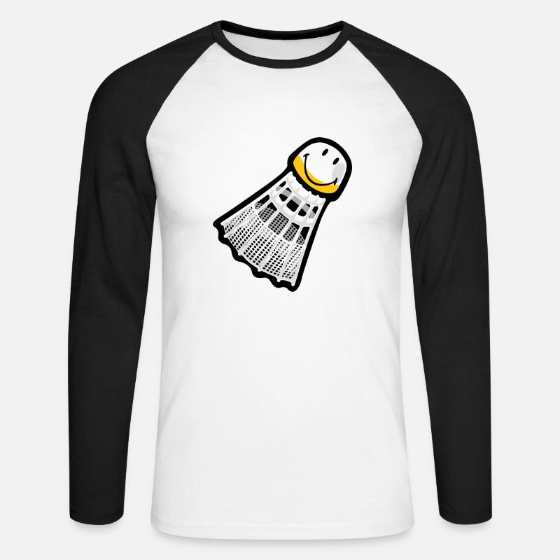 Smiley Badminton - Maglia da baseball a manica lunga da uomo - bianco/nero