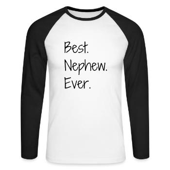 Niece Nephew Nichte Neffe Nièce Neveu - Unisex Long Sleeve Baseball T-Shirt - white/black - Front - Nik (191cm)